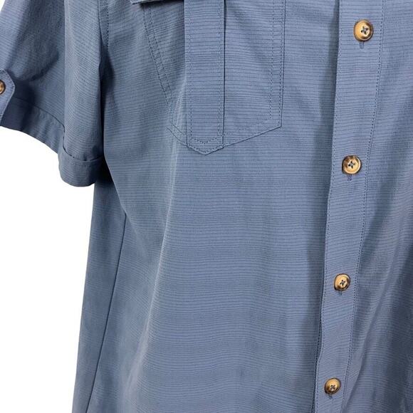 Zyia Active Womens Vented Button Down Short Sleeve Fishing Blue Shirt Top sz M - Picture 6 of 16